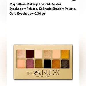 MAYBELLINE 24K NUDES EYESHADOW PALETTE, 12 SHADOW PALETTE, GOLD.